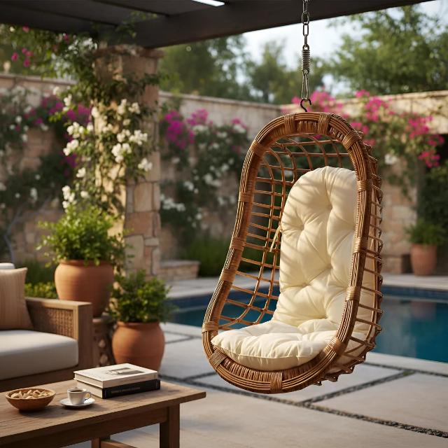 Balan�o De Teto Oval Ratan C/ Almofada