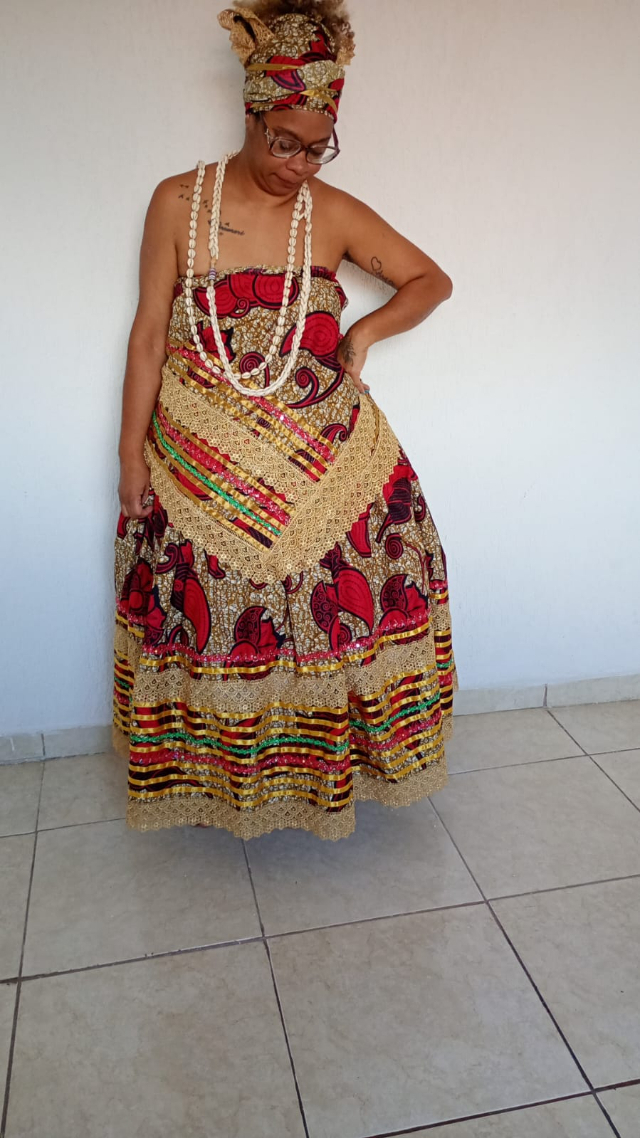 Conjunto Baianas Estampado Vermelho/Bege