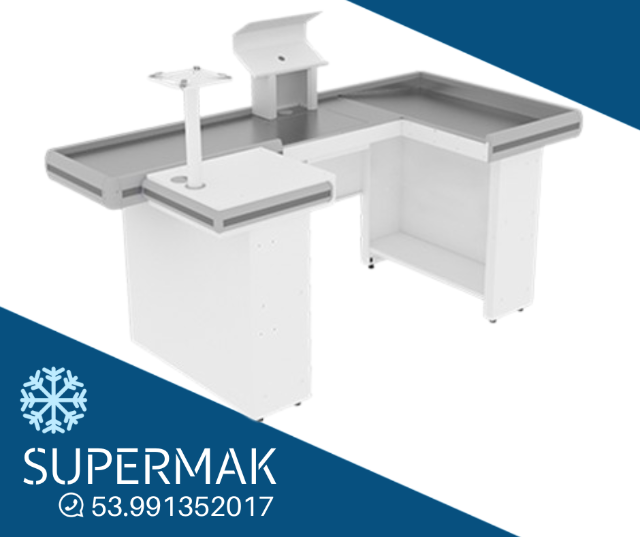  SM-002 - AM1900  - Check-Out  Premium 2.00mt - Em U - Pista Inclinada - Recorte Balana - Branco