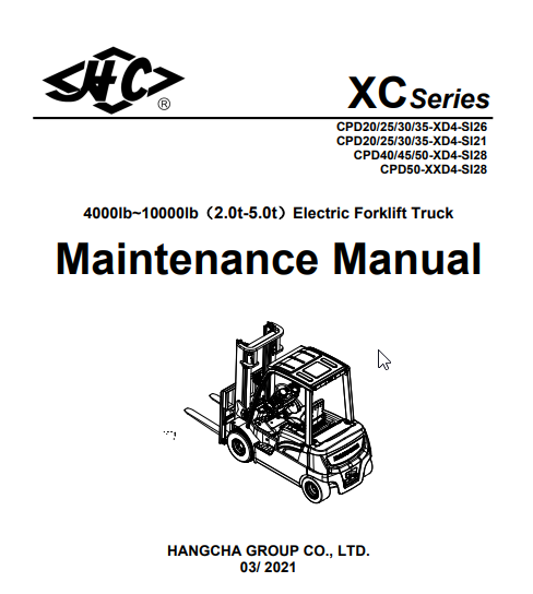 Manual de servio de empilhadeira eltrica Hangcha srie XC 2-5t (on de ltio) 2022.2?cache=20250708112347