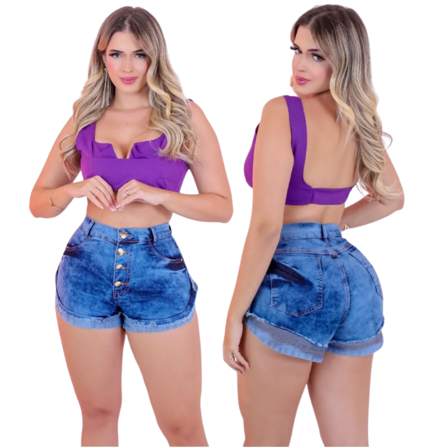 Short Jeans Feminino Cintura Alta SKU 2906