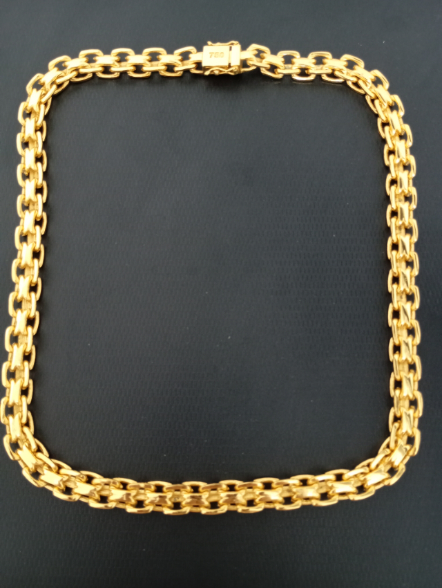 CORD�O CADEADO DUPLO 60CM COM 10MM DE ESPESSURA BANHADO A OURO 18K