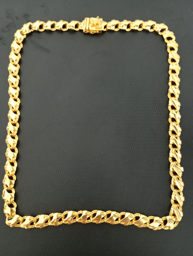 CORD�O FRISO X 70CM COM 10MM DE ESPESSURA BANHADO A OURO 18K