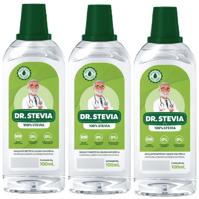 kit 3 Ado�antes Natural St�via Dr.Stevia Sem Amargo sem gl�ten