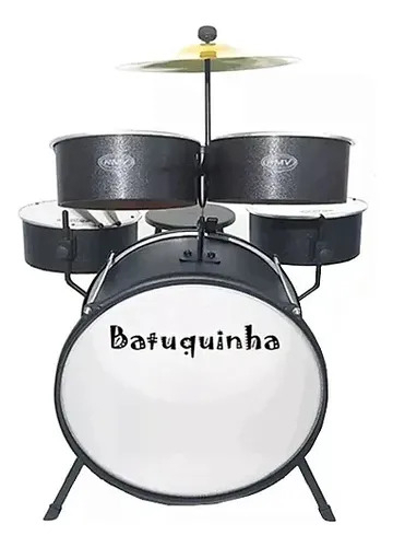 Bateria Infantil Rmv Batuquinha Preto De 2 A 10 Anos