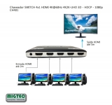 Chaveador SWITCH 4x1 HDMI 4K60Hz 4K2K- 4KEL404-2.0