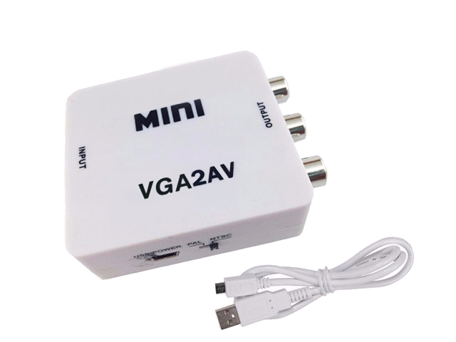 Mini Conversor VGA p/ AV c/ áudio P2 e RL -(Mini PCTV) - ELMVA