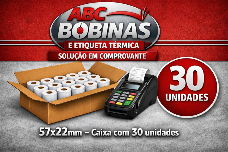 57x22 Bobina termica maquininha com 30 unids
