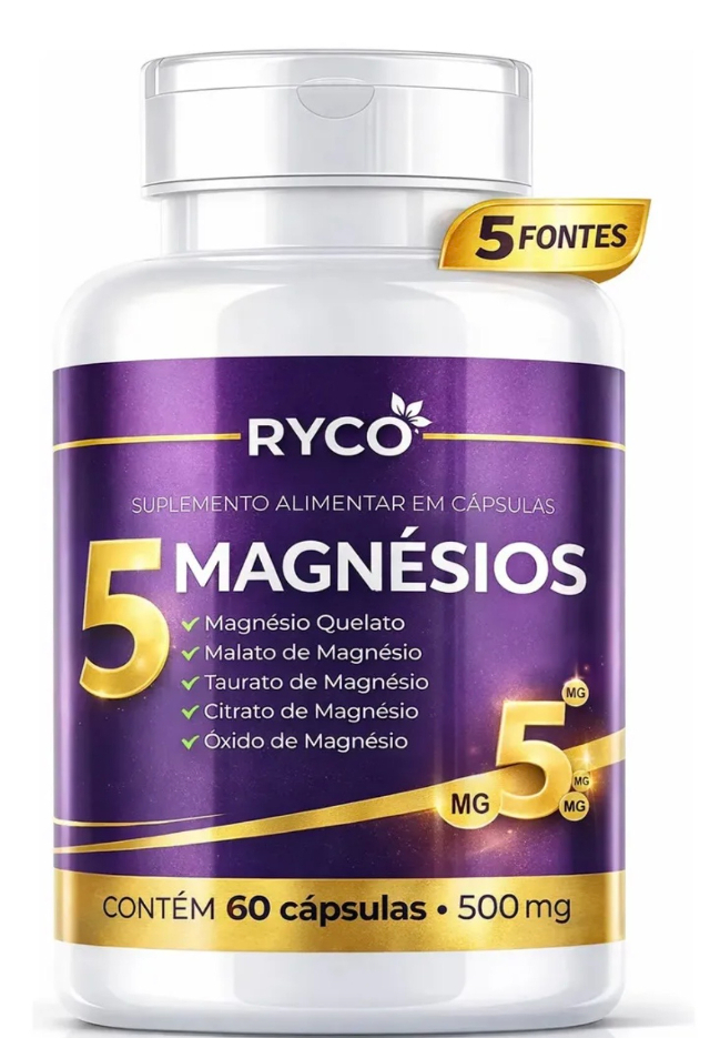 magn�sio 5 Magn�sios 60 C�psulas Ryco Sem Sabor Sem Sabor