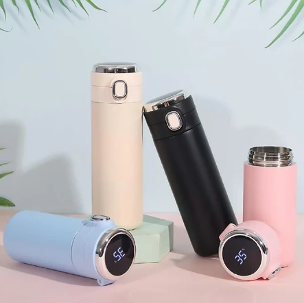 GARRAFA T�RMICA LED DISPLAY A�O INOX COM TERM�METRO