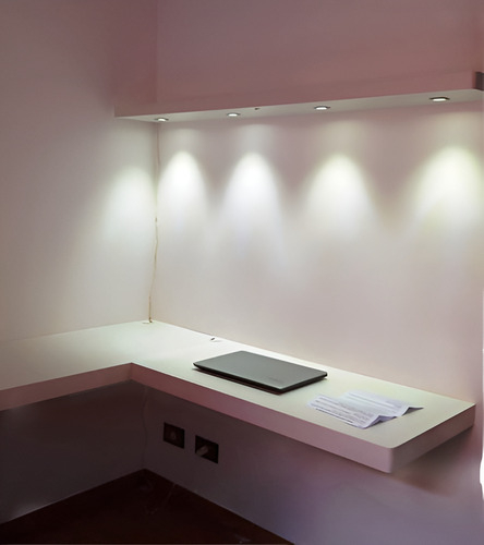 Bancada Escrivaninha Em L - Prateleira Com Led Sob Medida