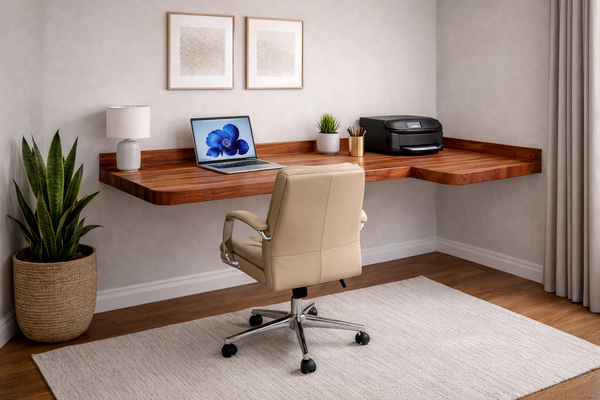 Bancada a�rea em L  madeira TECA