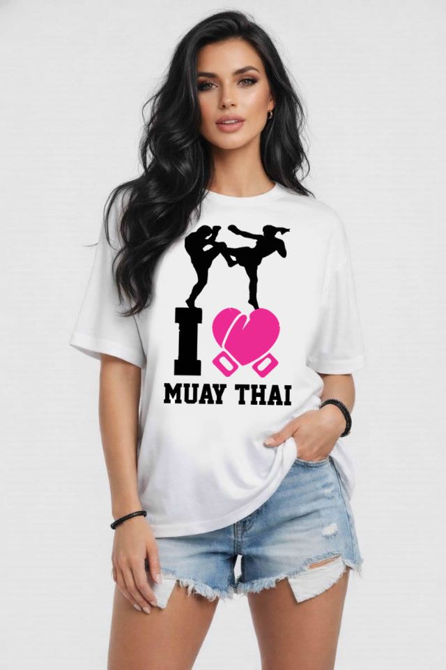 CAMISETA BRANCA EU AMO MUAY THAI