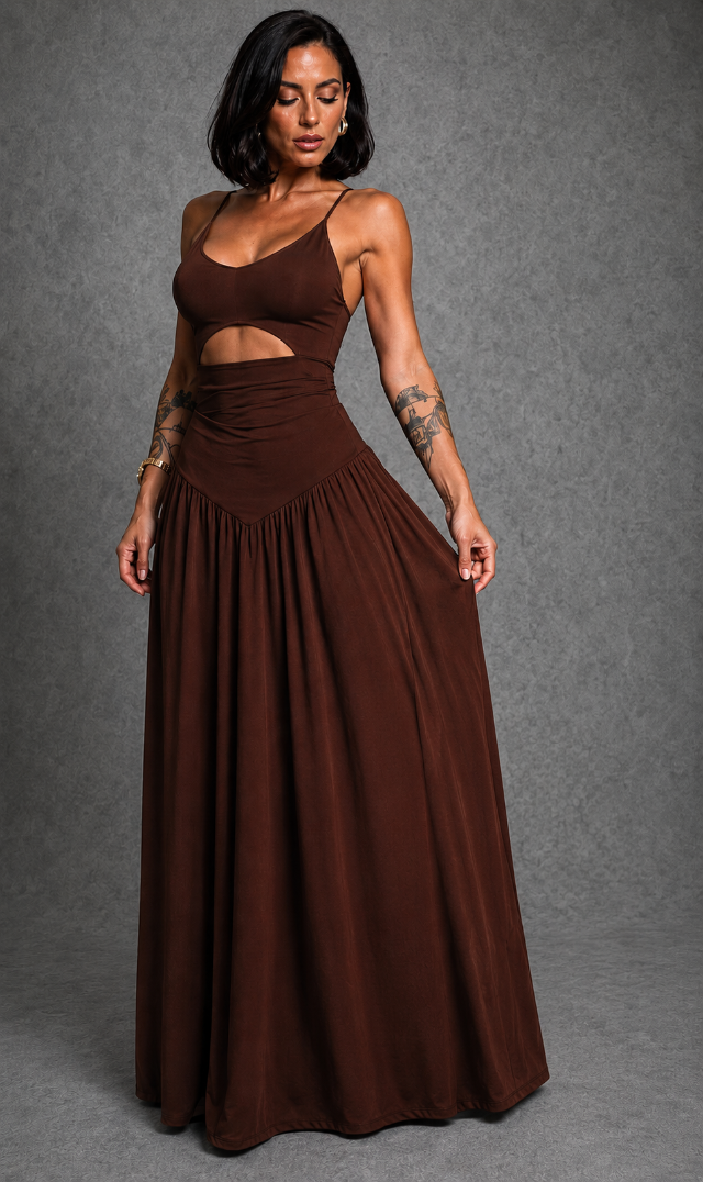 Vestido Feminino Longo em Poliamida Premium ? Fluidez, Conforto e Zero Transpar�ncia