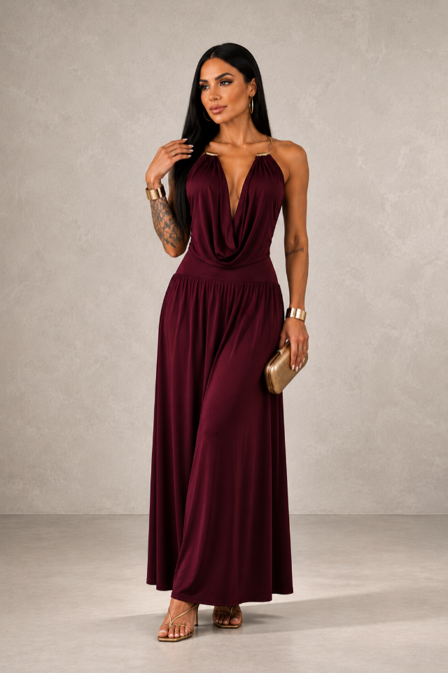 Vestido Colar Marsala