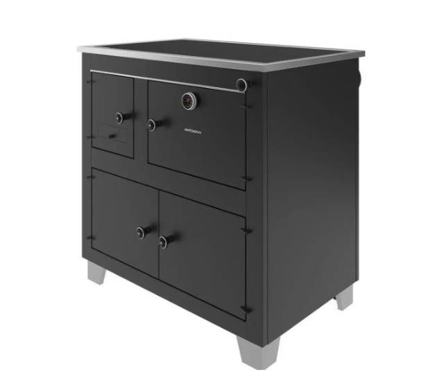 FOGÃO A LENHA ANTONOW DAKOTA 79 PRETO CHAPA VITROCERAMICA 