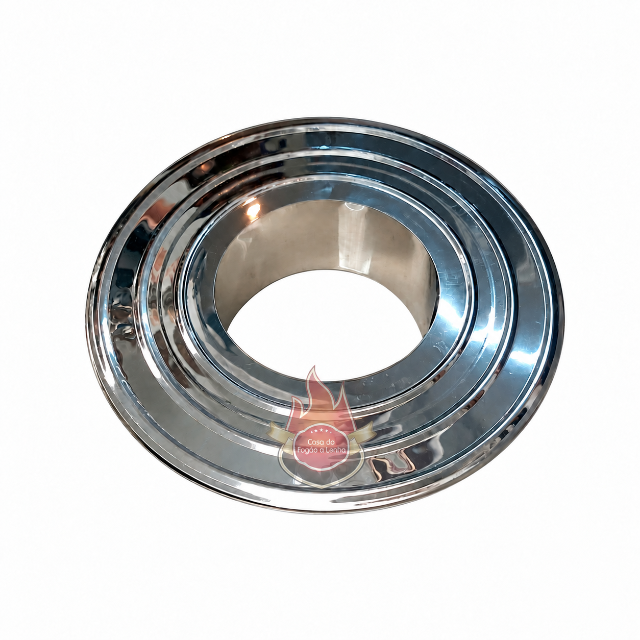ANEL DE FORRO COM ISOLAMENTO TERMICO CHAMINÉ FOGAO A LENHA INOX 115 MM