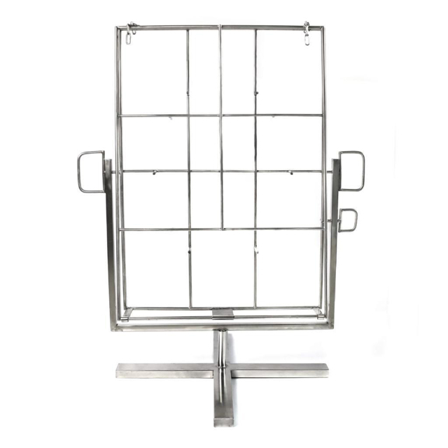 ESPETO COSTELA FOGO DE CHÃO INOX GRELHA GIRATORIA VERTICAL E HORIZONTAL 70 X 50 CM