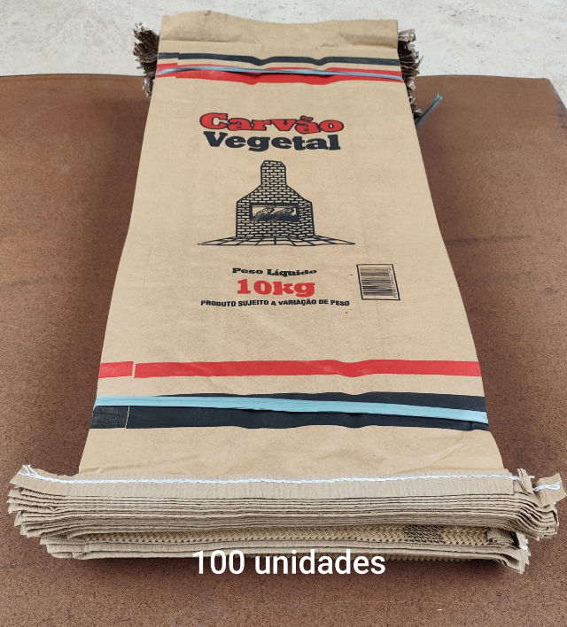 100 SACOS PARA CARVO 10Kg 2 FOLHAS, FUNDO COSTURADO, 90x40x18CM (Retirar na loja: 290,00) FRETE GRATIS