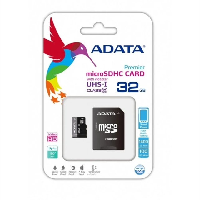 Cartão de memória micro SD 32GB Adata - Classe 10 