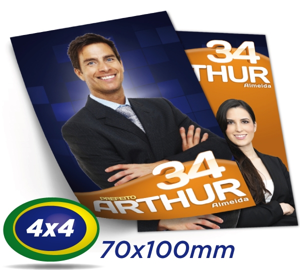 b) 20.000 Santinhos 10x7cm Papel Couche 90g Cor 4x4 Produo 2 dias teis