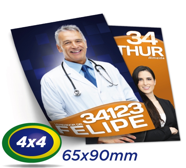 b) 120.000 Santinhos 6,5x9cm Papel LWC 54g 4x4cor Produo 2 dias teis