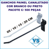 GANCHOS SIMPLES PAINEL CANALETADO PACOTE COM 500 PEAS MEDIDAS 05 ,10,15 E 20CM ARAME 4.76MM BRANCO OU PRETO