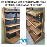 KIT 2 GONDOLAS DE PAREDE DE MDF 1.50 ALTURA COR AMADEIRADA