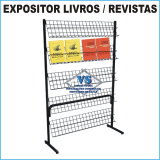 PORTA REVISTAS / LIVROS / CADERNOS DUPLO COM 10 PRATELEIRAS ARAMADAS 1,0 MT BRANCO OU PRETO