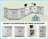 Balco Atendimento Vitrine em MDF Modelo com gaveta *Com 10 Divisrias 1,0 Mt Comp X 1,10 mts Altura Cor Branco REF ( ATD-G10)