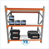 MINI PORTA PALETE INICIAL 2,0 MTS ALT X 1,20 MTS COMP X 80CM PROF C/ 4 PARES DE LONGARINAS E PLANOS DE MADEIRA P/ 500 KG P/ PAR DE LONGARINA
