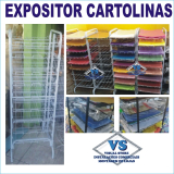 EXPOSITOR CARTOLINAS EVA COM 9 BANDEJAS ARAMADAS BRANCO E PRETO
