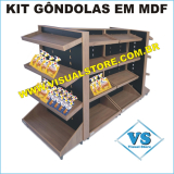 KIT 2 GONDOLAS DE PAREDE DE MDF 1.70 ALTURA COR AMADEIRADA
