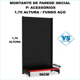 GONDOLA DE PAREDE 1,70 ALTURA REF FA170B CONTINUAÇÃO FUNDO AÇO - MONTANTE PARA ACESSÓRIOS BRANCO OU PRETO