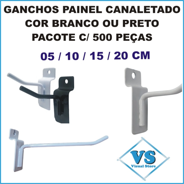 GANCHOS SIMPLES PAINEL CANALETADO PACOTE COM 500 PEAS MEDIDAS 05 ,10,15 E 20CM ARAME 4.76MM BRANCO OU PRETO?cache=20250506095345