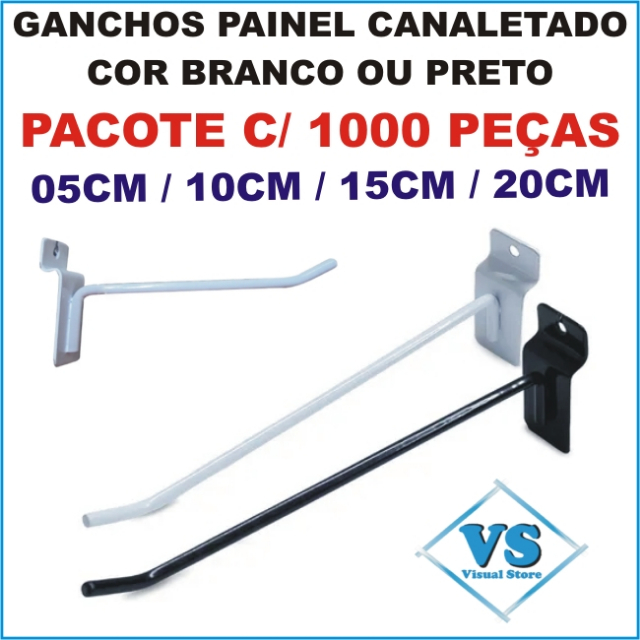 GANCHOS SIMPLES PAINEL CANALETADO PACOTE COM 1000 PEAS MEDIDAS 05 ,10,15 E 20CM ARAME 4.76MM BRANCO OU PRETO?cache=20250506115230