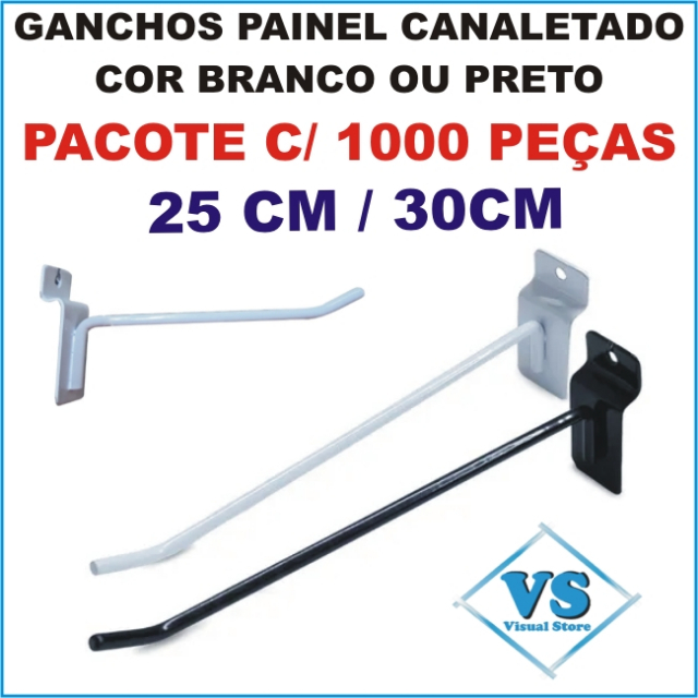 GANCHOS SIMPLES PAINEL CANALETADO PACOTE COM 1000 PEAS MEDIDAS 25CM e 30CM ARAME 4.76MM BRANCO OU PRETO?cache=20250506115953