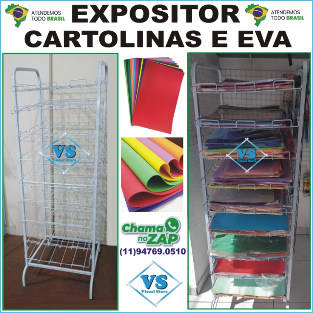 EXPOSITOR CARTOLINAS EVA COM 9 BANDEJAS ARAMADAS BRANCO E PRETO?cache=20250705104110