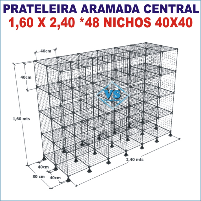 PRATELEIRA ARAMADA CENTRAL 1,60 ALT X 2,40 COMP X 80CM PROF BRANCO OU PRETO?cache=20250815134703