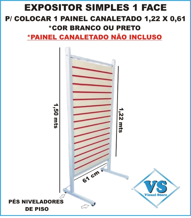 EXPOSITOR PARA COLOCAR PAINEL CANALETADO SIMPLES 1 FACE PARA 1 PAINEL 1,22 X 0,61 COR BRANCO OU PRETO ?cache=20251009163107
