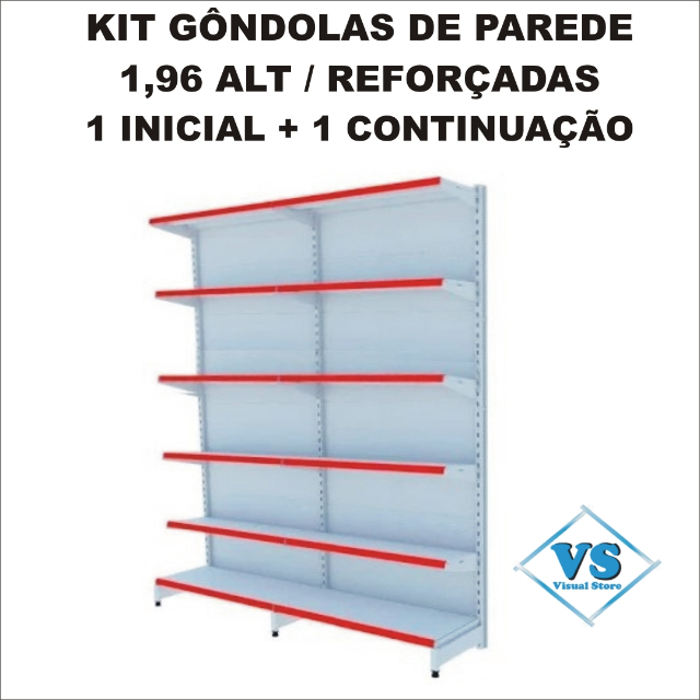 KIT 2 GONDOLAS DE PAREDE 1.96 ALT 1 INICIAL E 1 CONTINUA��O REFOR�ADAS?cache=20260424130624