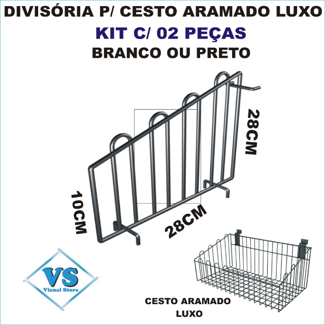 DIVIS�RIA AVULSA DE CESTO ARAMADO LUXO KIT COM 2 DIVIS�RIAS BRANCO OU PRETO?cache=20260507172159