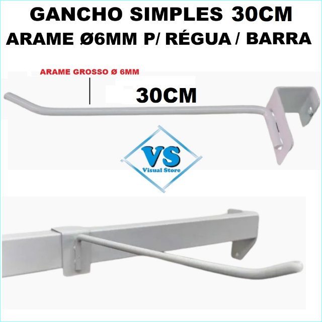 GANCHO SIMPLES 30 CM ARAME Ø6MM PARA BARRA RÉGUA GONDOLAS E CREMALHEIRAS BRANCO OU PRETO?cache=20260930141742