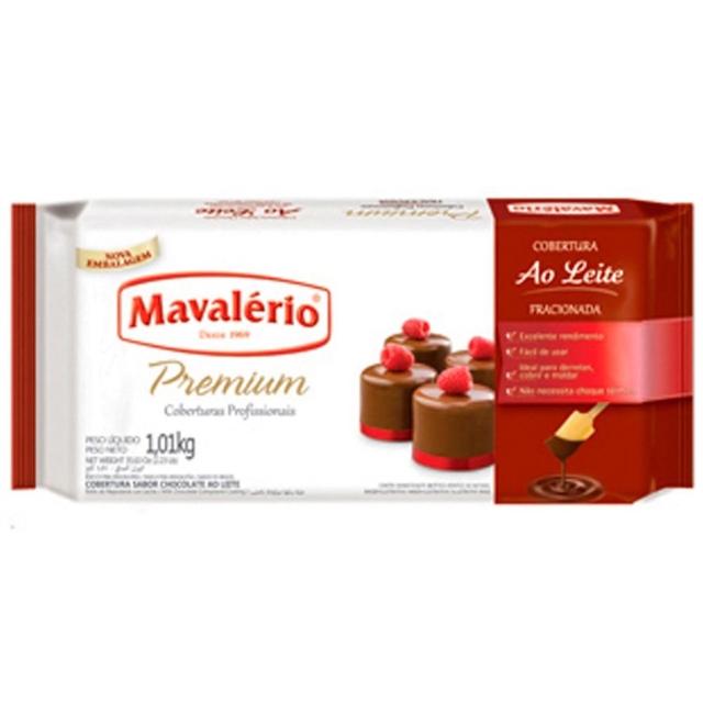 Cobertura Fracionada Premium Chocolate ao Leite 1Kg Mavalerio