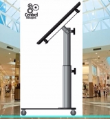 Suporte TV Totem Inox Escovado com Rodzios 