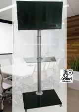 Pedestal para TV Inox Polido com rodzios centrel 