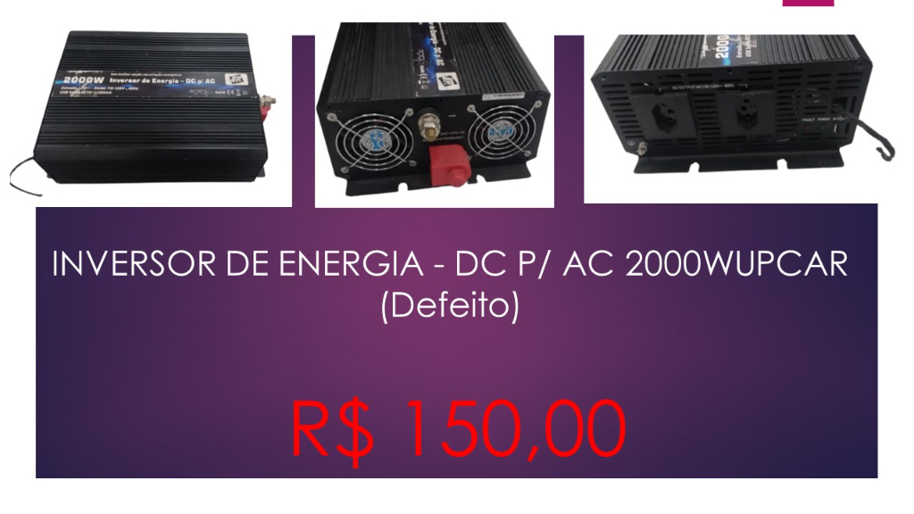 INVERSOR DE ENERGIA - DC P/ AC 2000W UPCAR (Defeito) *5308
