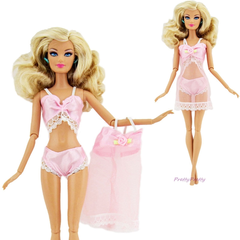 Lingerie Luxo Para Boneca Barbie Roupa Robe Calcinha Sutiã