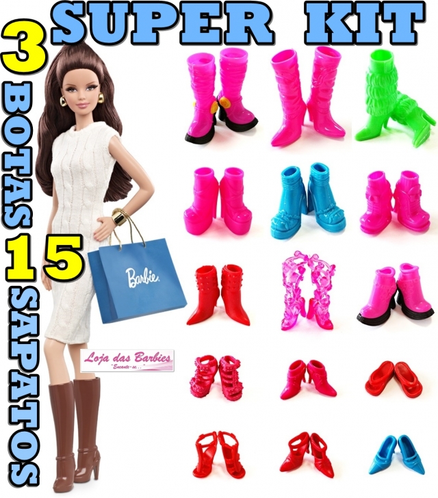 Super Kit de Bolsas Roupas e Sapatos para boneca Barbie e Ken no