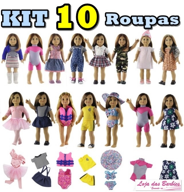 Kit 10 Roupas Roupinhas Para Boneca Barbie Vestido Boneca em